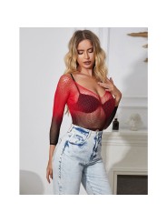 SUBBLIME 952259 VESTIDO DE REJILLA ELASTICO MANGA LARGA DEGRADADO ROJO Y NEGRO TALLA UNICA