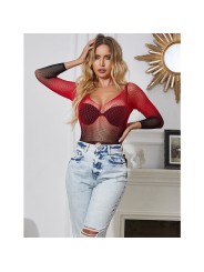 SUBBLIME 952259 VESTIDO DE REJILLA ELASTICO MANGA LARGA DEGRADADO ROJO Y NEGRO TALLA UNICA