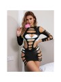 SUBBLIME 952266 VESTIDO DE REJILLA ELASTICO MANGA LARGA NEGRO TALLA UNICA