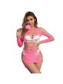 SUBBLIME 952273 VESTIDO DE REJILLA ELASTICO MANGA LARGA ROSA TALLA UNICA