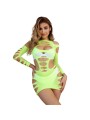 SUBBLIME 952280 VESTIDO DE REJILLA ELASTICO MANGA LARGA VERDE TALLA UNICA