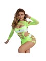 SUBBLIME 952280 VESTIDO DE REJILLA ELASTICO MANGA LARGA VERDE TALLA UNICA
