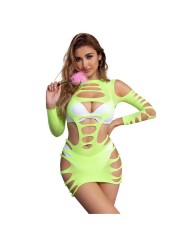 SUBBLIME 952280 VESTIDO DE REJILLA ELASTICO MANGA LARGA VERDE TALLA UNICA