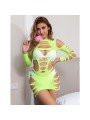 SUBBLIME 952280 VESTIDO DE REJILLA ELASTICO MANGA LARGA VERDE TALLA UNICA