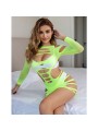 SUBBLIME 952280 VESTIDO DE REJILLA ELASTICO MANGA LARGA VERDE TALLA UNICA