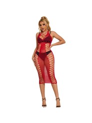 SUBBLIME 952327 VESTIDO DE REJILLA LARGO ROJO TALLA UNICA