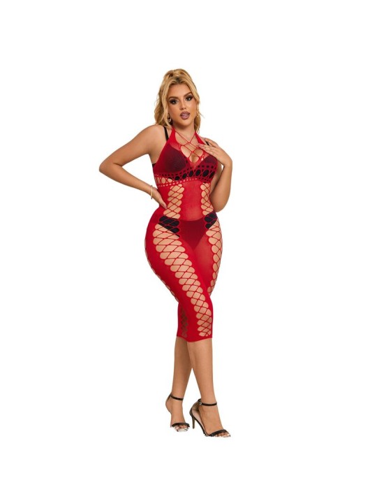 SUBBLIME 952327 VESTIDO DE REJILLA LARGO ROJO TALLA UNICA