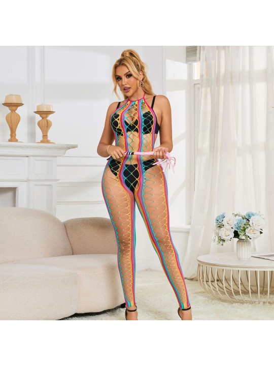 SUBBLIME 952358 VESTIDO DE REJILLA CUELLO HALTER ARCOIRIS TALLA UNICA