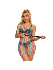 SUBBLIME 952365 VESTIDO DE REJILLA HOMBROS DESCUBIERTOS ARCOIRIS TALLA UNICA
