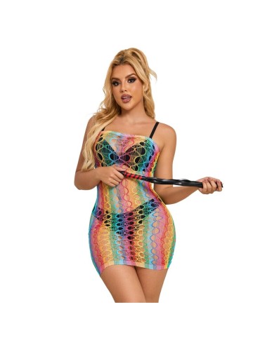 SUBBLIME 952365 VESTIDO DE REJILLA HOMBROS DESCUBIERTOS ARCOIRIS TALLA UNICA
