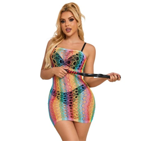 SUBBLIME 952365 VESTIDO DE REJILLA HOMBROS DESCUBIERTOS ARCOIRIS TALLA UNICA