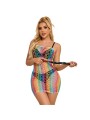 SUBBLIME 952365 VESTIDO DE REJILLA HOMBROS DESCUBIERTOS ARCOIRIS TALLA UNICA