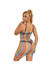 SUBBLIME 952365 VESTIDO DE REJILLA HOMBROS DESCUBIERTOS ARCOIRIS TALLA UNICA