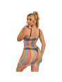 SUBBLIME 952365 VESTIDO DE REJILLA HOMBROS DESCUBIERTOS ARCOIRIS TALLA UNICA