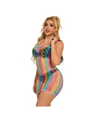SUBBLIME 952365 VESTIDO DE REJILLA HOMBROS DESCUBIERTOS ARCOIRIS TALLA UNICA