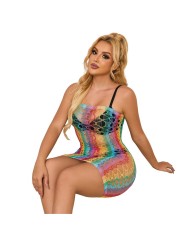 SUBBLIME 952365 VESTIDO DE REJILLA HOMBROS DESCUBIERTOS ARCOIRIS TALLA UNICA