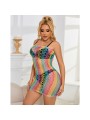 SUBBLIME 952365 VESTIDO DE REJILLA HOMBROS DESCUBIERTOS ARCOIRIS TALLA UNICA