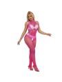 SUBBLIME 952389 BODYSTOCKING CROTCHLESS DE REJILLA Y ENCAJE CON CUELLO ALTO ROSA TALLA UNICA