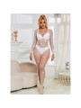 SUBBLIME 952396 BODYSTOCKING DE REJILLA CON DIAMANTES MANGA LARGA BLANCO TALLA UNICA