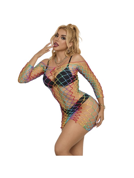 SUBBLIME 952426 VESTIDO DE REJILLA MANGA LARGA ARCOIRIS TALLA UNICA