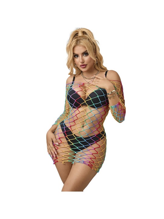 SUBBLIME 952426 VESTIDO DE REJILLA MANGA LARGA ARCOIRIS TALLA UNICA