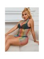 SUBBLIME 952433 VESTIDO DE REJILLA SIN MANGAS CON CUELLO ALTO ARCOIRIS TALLA UNICA