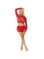 LEG AVENUE TOP FALDA DE REJILLA CON BRILLANTES ROJO