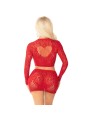 LEG AVENUE TOP FALDA DE REJILLA CON BRILLANTES ROJO