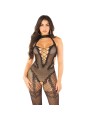 LEG AVENUE BODYSTOCKING CROTCHLESS DE REJILLA NEGRO TALLA UNICA