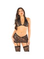 LEG AVENUE TOP FALDA LIGUEROS CON DIAMANTES NEGRO TALLA UNICA