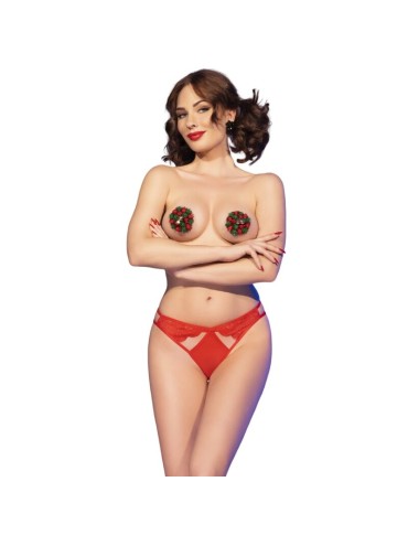 CHILIROSE CR 4839 SET NAVIDENO PEZONERAS PANTIES ROJO L XL