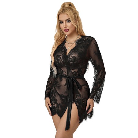 SUBBLIME 953751 CAMISON DE ENCAJE TANGA NEGRO S M