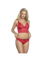 SUBBLIME 953904 SET 3 PIEZAS ENCAJE Y SATEN ROJO L XL