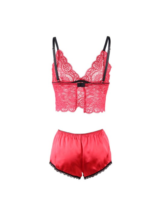 SUBBLIME 953904 SET 3 PIEZAS ENCAJE Y SATEN ROJO L XL