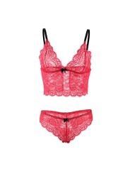 SUBBLIME 953904 SET 3 PIEZAS ENCAJE Y SATEN ROJO L XL