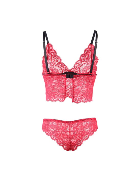 SUBBLIME 953904 SET 3 PIEZAS ENCAJE Y SATEN ROJO L XL