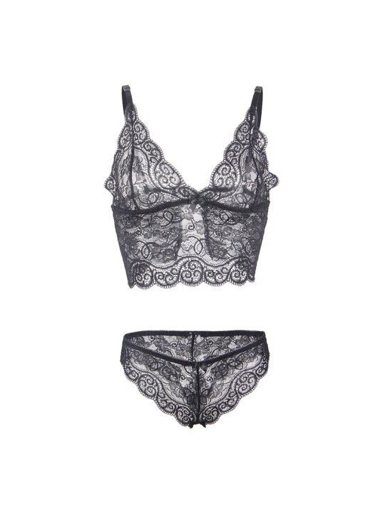 SUBBLIME 953911 SET 3 PIEZAS ENCAJE Y SATEN NEGRO S M