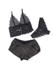 SUBBLIME 953928 SET 3 PIEZAS ENCAJE Y SATEN NEGRO L XL