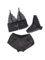 SUBBLIME 953928 SET 3 PIEZAS ENCAJE Y SATEN NEGRO L XL