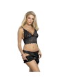 SUBBLIME 953928 SET 3 PIEZAS ENCAJE Y SATEN NEGRO L XL