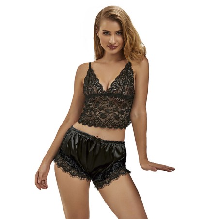SUBBLIME 953935 PIJAMA SEXY SATEN Y ENCAJE NEGRO S M