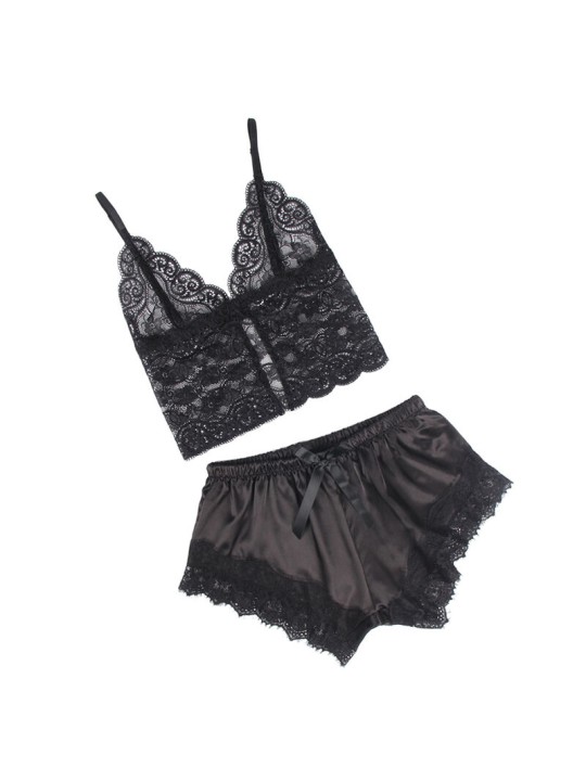 SUBBLIME 953942 PIJAMA SEXY SATEN Y ENCAJE NEGRO L XL