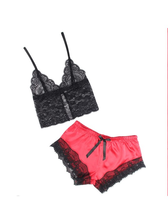 SUBBLIME 953959 PIJAMA SEXY SATEN Y ENCAJE NEGRO ROJO S M SUBBLIME 953959 PIJAMA SEXY SATEN Y ENCAJE NEGRO ROJO S M