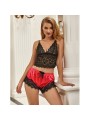 SUBBLIME 953966 PIJAMA SEXY SATEN Y ENCAJE NEGRO ROJO L XL