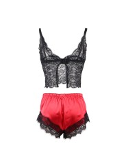 SUBBLIME 953966 PIJAMA SEXY SATEN Y ENCAJE NEGRO ROJO L XL