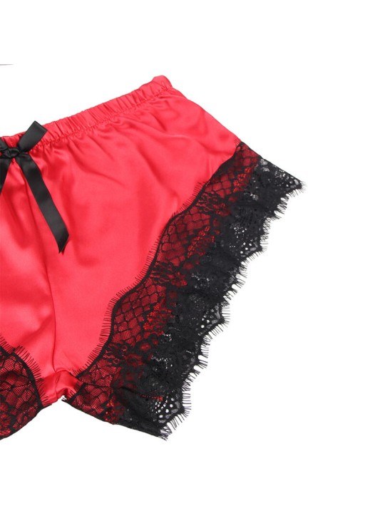 SUBBLIME 953966 PIJAMA SEXY SATEN Y ENCAJE NEGRO ROJO L XL