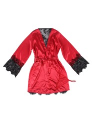 SUBBLIME 954024 CAMISON DE ENCAJE ESPALDA TRANSPARENTE TANGA ROJO NEGRO L XL