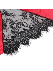 SUBBLIME 954024 CAMISON DE ENCAJE ESPALDA TRANSPARENTE TANGA ROJO NEGRO L XL