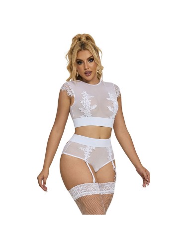 SUBBLIME 954031 SUJETADOR PANTIES CON LIGUERO BLANCO S M