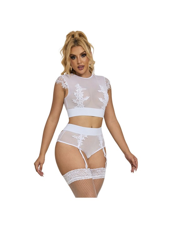 SUBBLIME 954048 SUJETADOR PANTIES CON LIGUERO BLANCO L XL